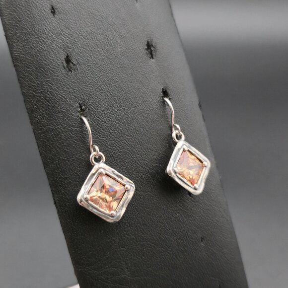 Sterling Silver Quality Cubic Zirconia Brown Earrings A7011 - Picture 3 of 8